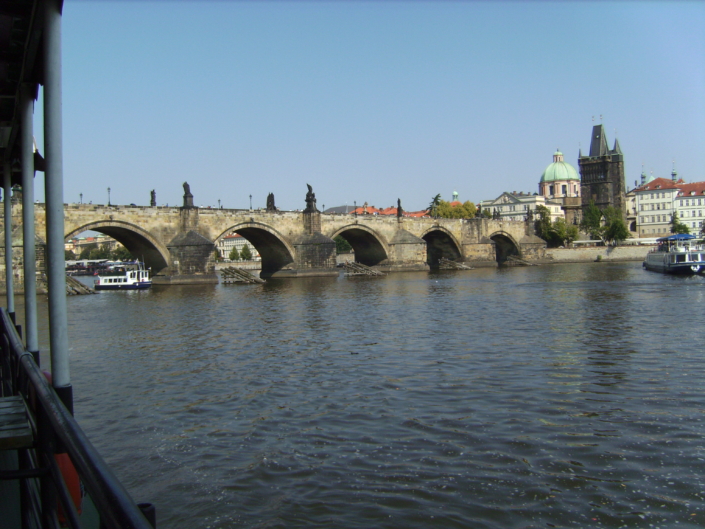 Czech Republic Prague Charles Bridge seen from Vltava