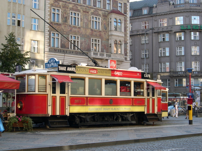 Czech Republic Prague Tram cafe