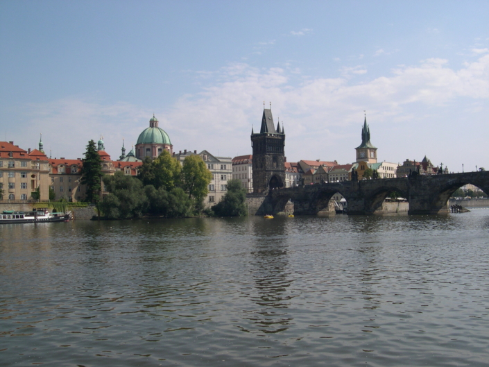 Czech Republic Prague Charles Bride seen from Vltava
