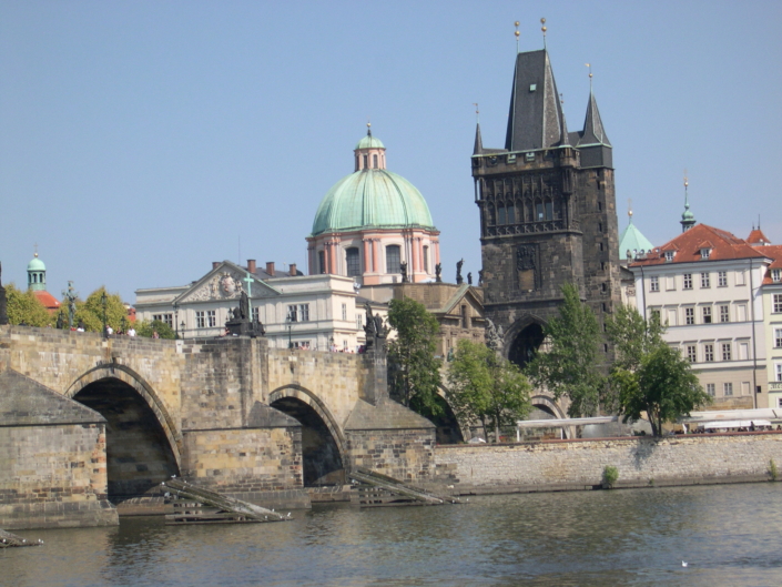 Czech Republic Prague Charles Bridge from Vltava